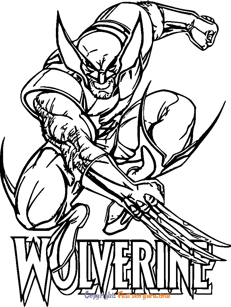 pages to color of wolverine to printable